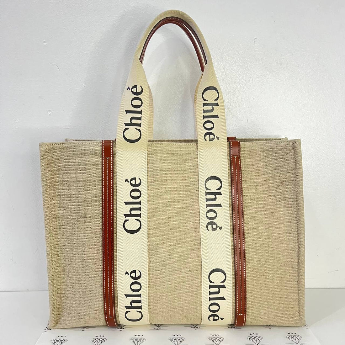 [PRE LOVED] Chloe Large Woody Tote Bag in Canvass