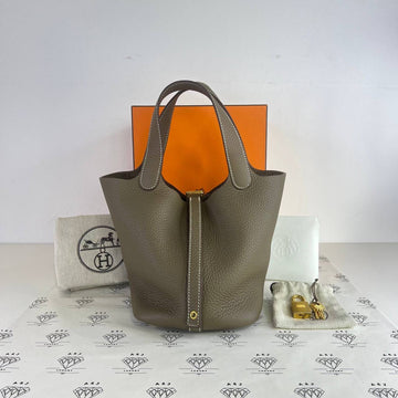 [PRE LOVED] Hermes Picotin 18 in Etoupe Clemence Leather GHW (Stamp K - 2025)