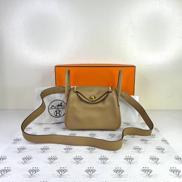 [PRE LOVED] Hermes Mini Lindy Verso in Chai/Mauve Pale Swift Leather GHW (Stamp W - 2024)
