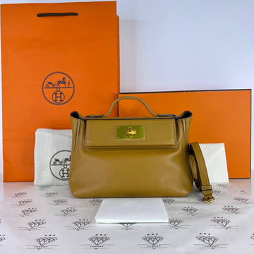 [PRE LOVED] Hermes Mini 24/24 in Caramel/Rouge Sellier/Sesame Evercolor Leather GHW (Stamp U - 2022)