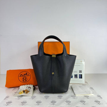 [PRE LOVED] Hermes Picotin 18 in Black Clemence Leather GHW (Stamp Z - 2021)