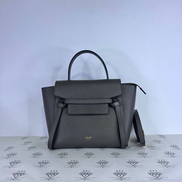 [PRE LOVED] Celine Nano Belt Bag in Gray Grained Leather GHW
