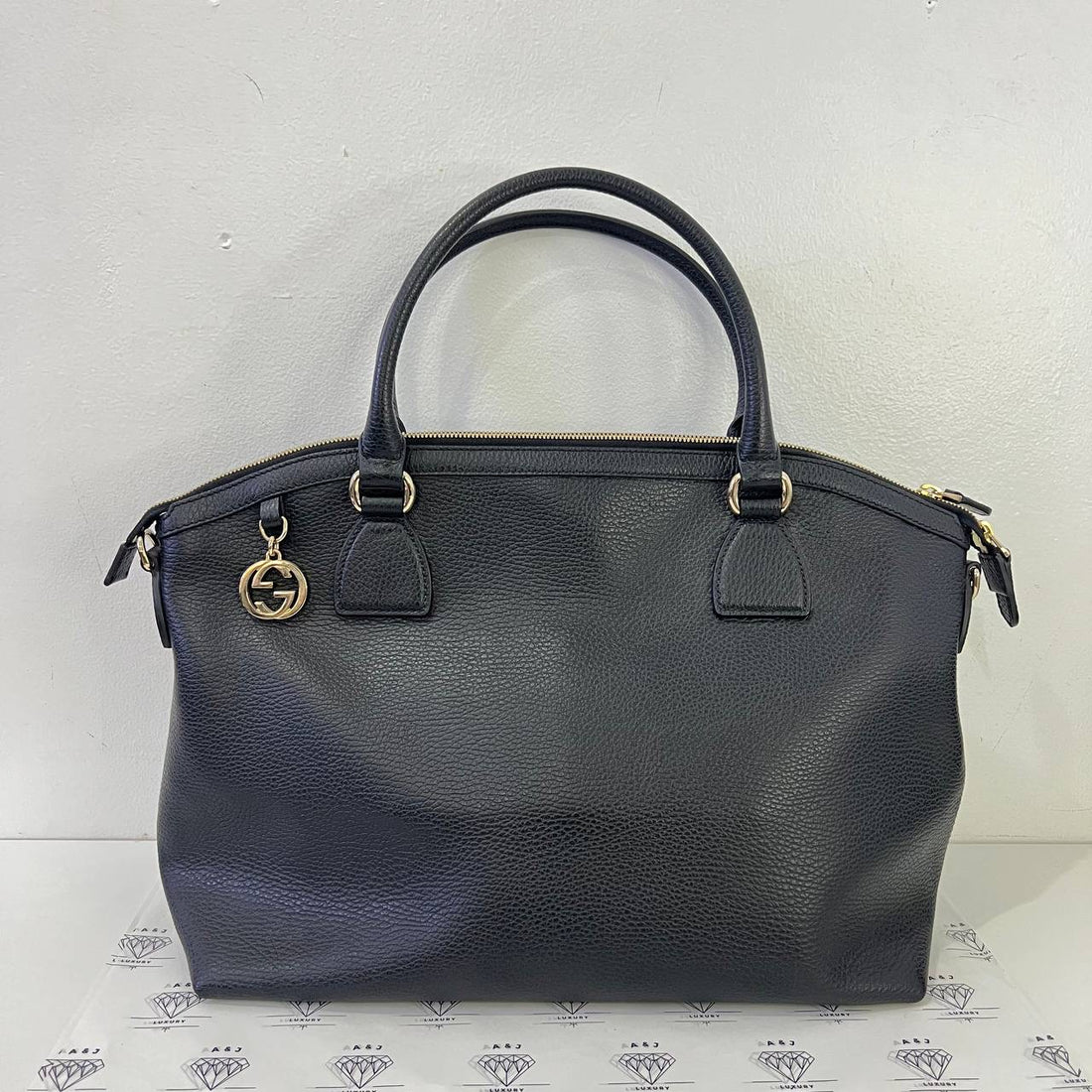 [PRE LOVED] Gucci Dome in Black Pebbled Leather GHW