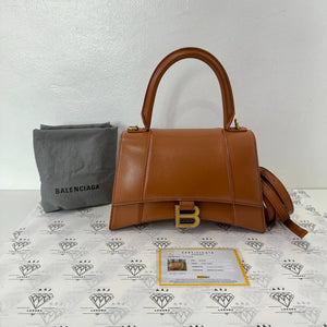 [PRE LOVED] Balenciaga Small Hourglass Top Handle Bag in Tan GHW