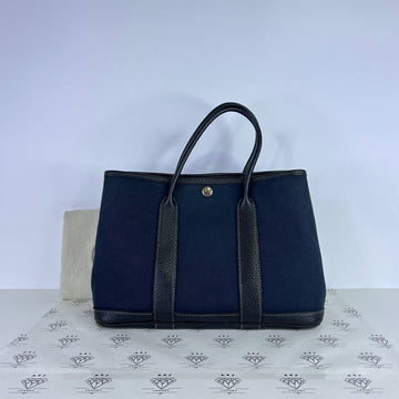 [PRE LOVED] Hermes Garden Party Tote (GPT) 30 in Navy Blue/Black PHW (Stamp N Square - 2008)