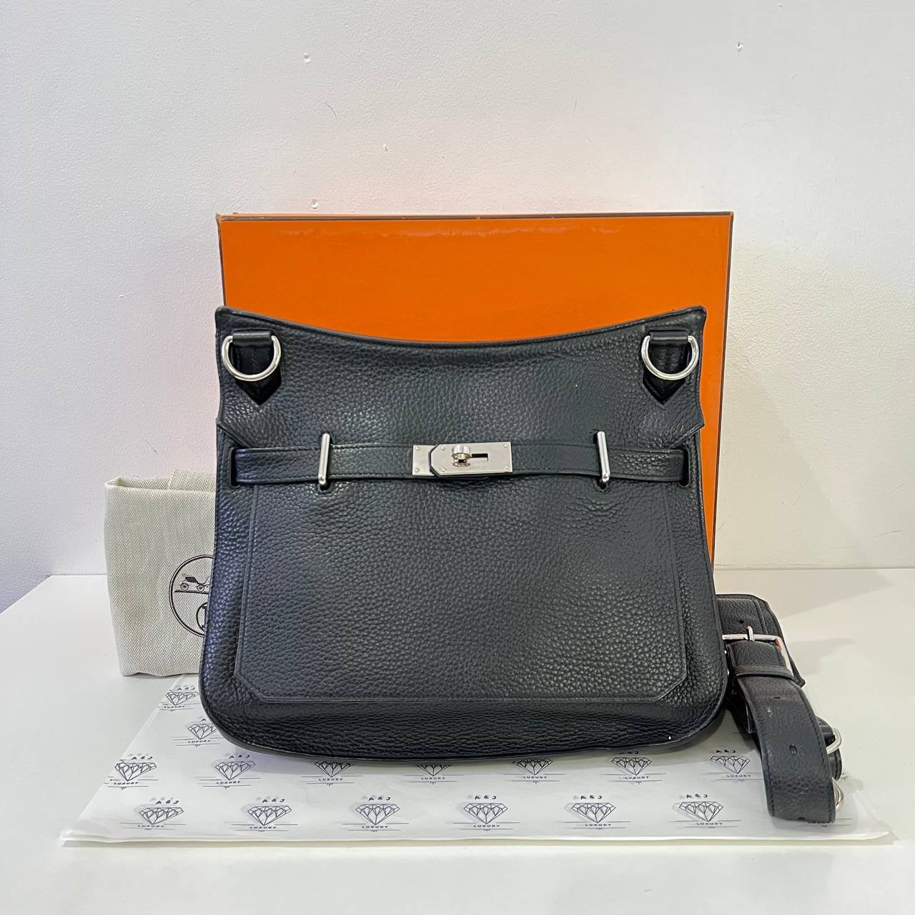 [PRE LOVED] Hermes Jypsiere 28 In Black Clemence Leather PHW