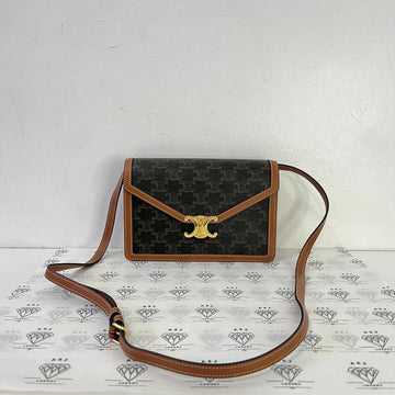 [PRE LOVED] Celine Triomphe Wallet on Chain in Tan Canvass GHW