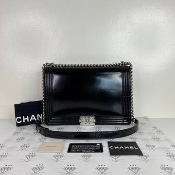 [PRE LOVED] Chanel Large Leboy in Black Patent Leather SHW (Series 16)