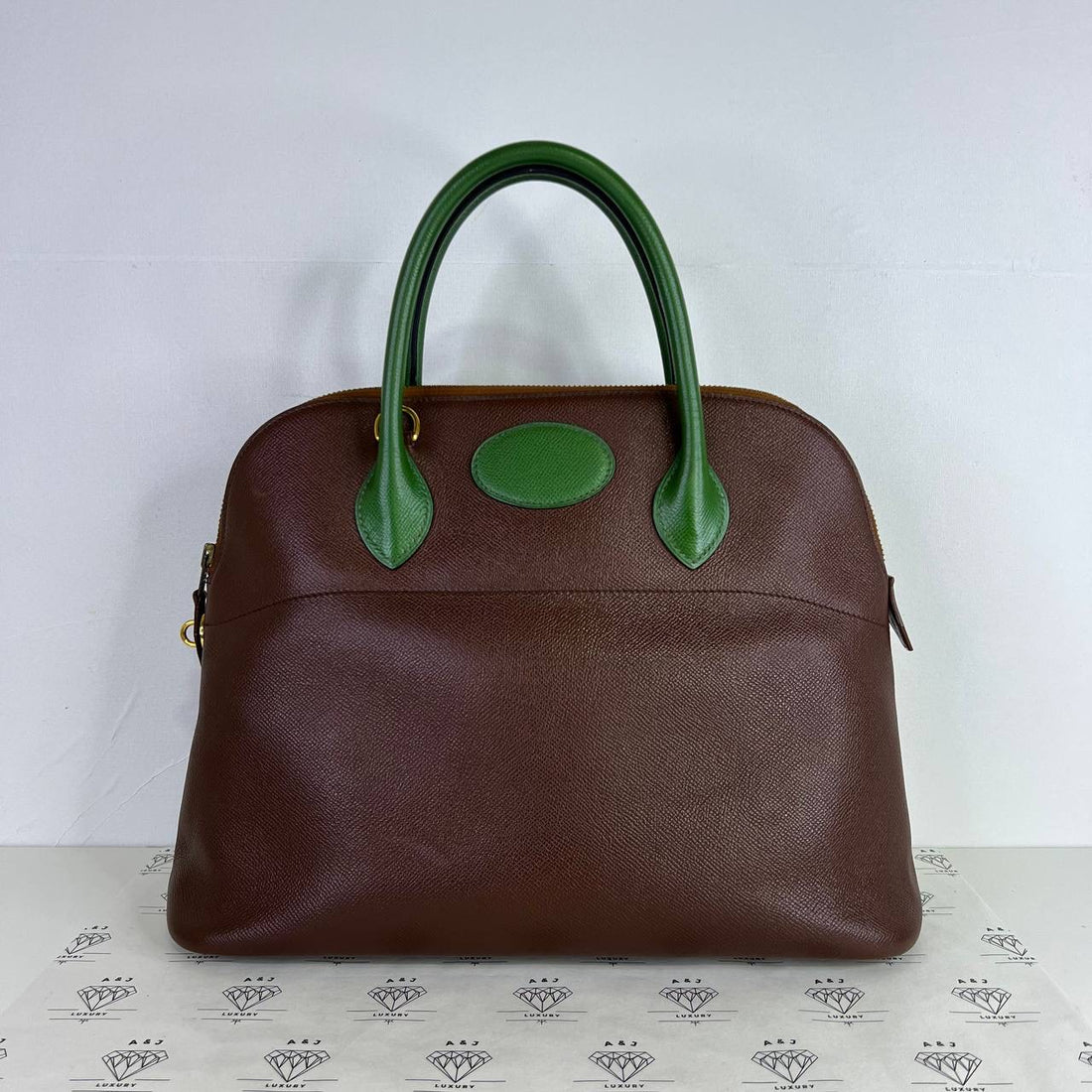 [PRE LOVED] Hermes Bolide 35 in Ebene/Bamboo Epsom Leather GHW (Stamp Circle V - 1992)