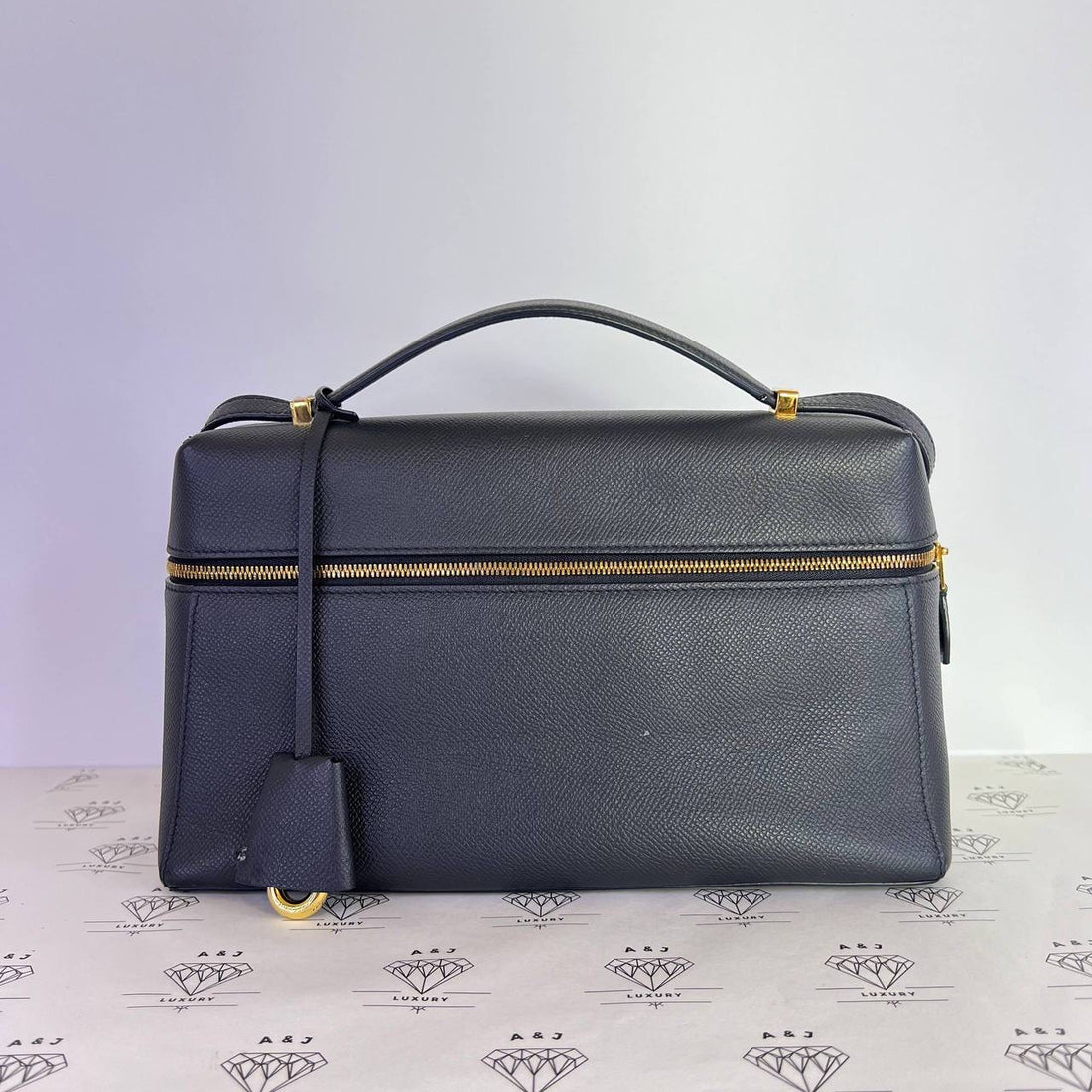 [PRE LOVED] Loro Piana L27 Extra Bag in Navy Blue Grained Leather GHW