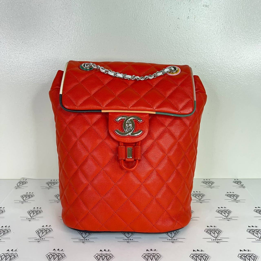 [PRE LOVED] Chanel Urban Spirit Backpack in Red/Blue/White Calfskin Leather SHW (Series 23)