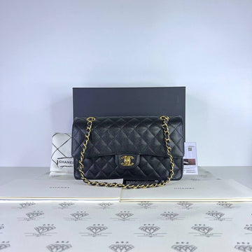 [PRE LOVED] Chanel Classic Medium Double Flap in Black Caviar Leather GHW (Series 28)