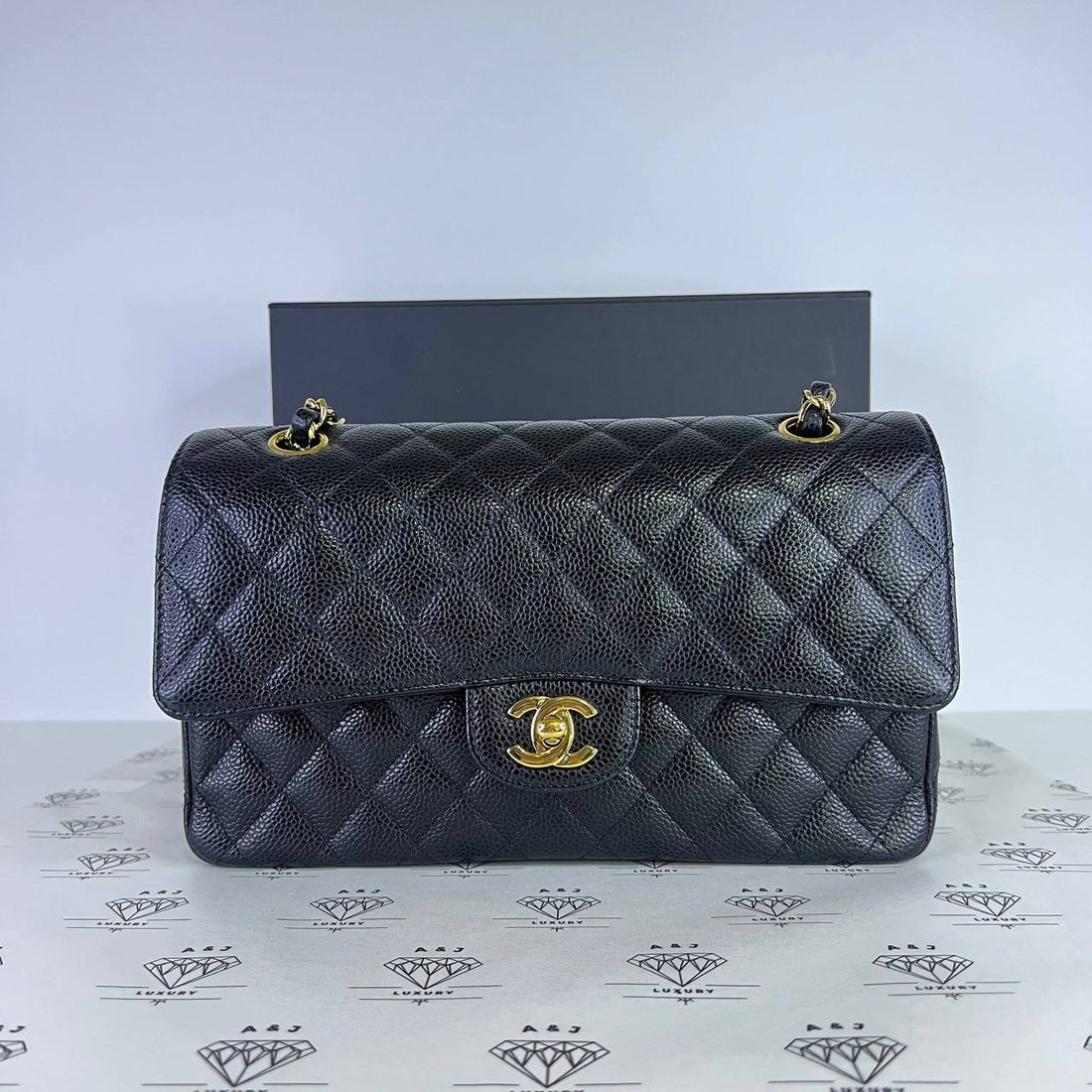 [PRE LOVED] Chanel Classic Medium Double Flap in Black Caviar Leather GHW (Series 28)