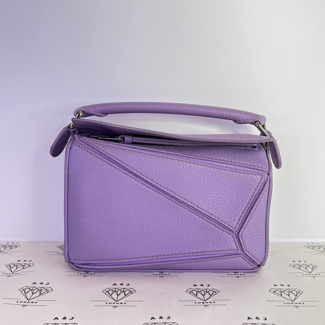 [PRE LOVED] Loewe Mini Puzzle in Purple Grained Leather SHW