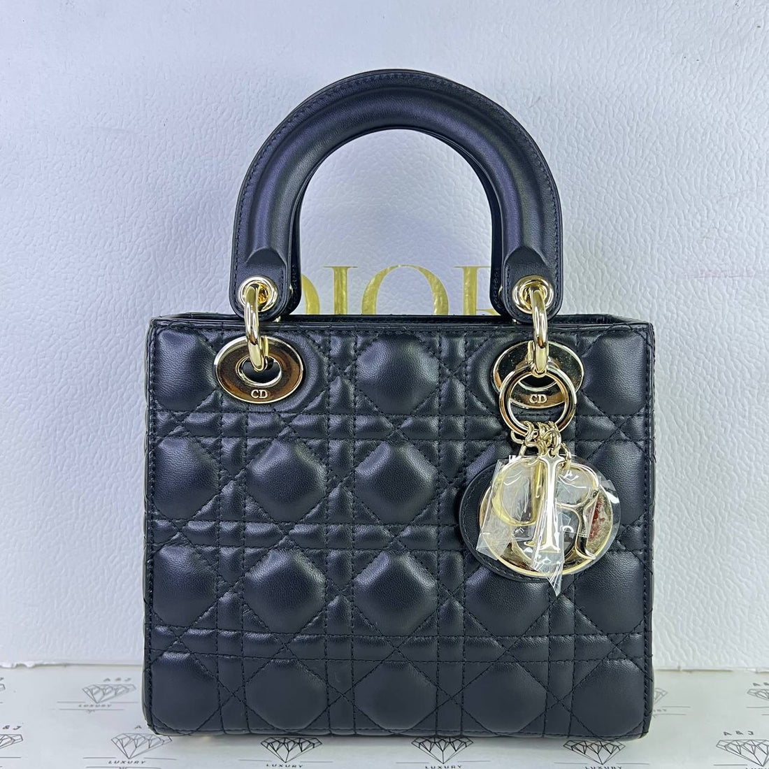 [PRE LOVED] Christian Dior Small ABC Lady Dior in Black Cannage Lambskin Light Gold HW (2023)