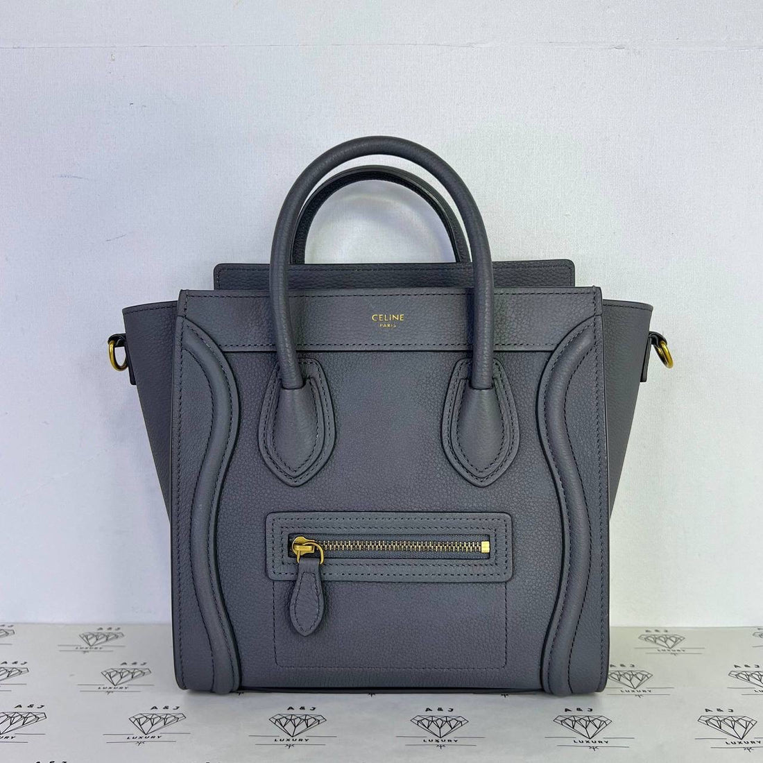 [PRE LOVED] Celine Nano Luggage in Kohl Drummed Leather GHW