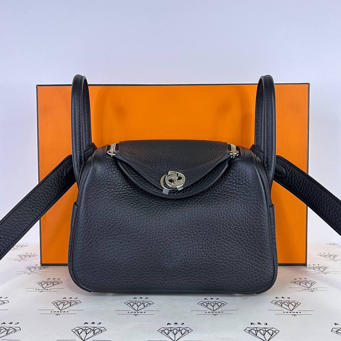 [PRE LOVED] Hermes Mini Lindy II in Black Clemence Leather PHW (Stamp K - 2025)