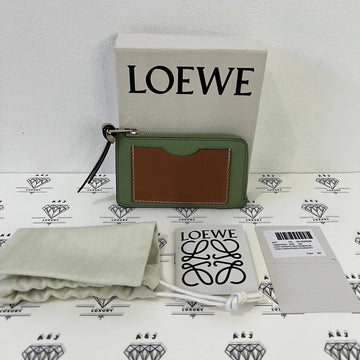 [PRE LOVED] Loewe Coin Cardholder in Rosemary/Tan Grained Calfskin Leather