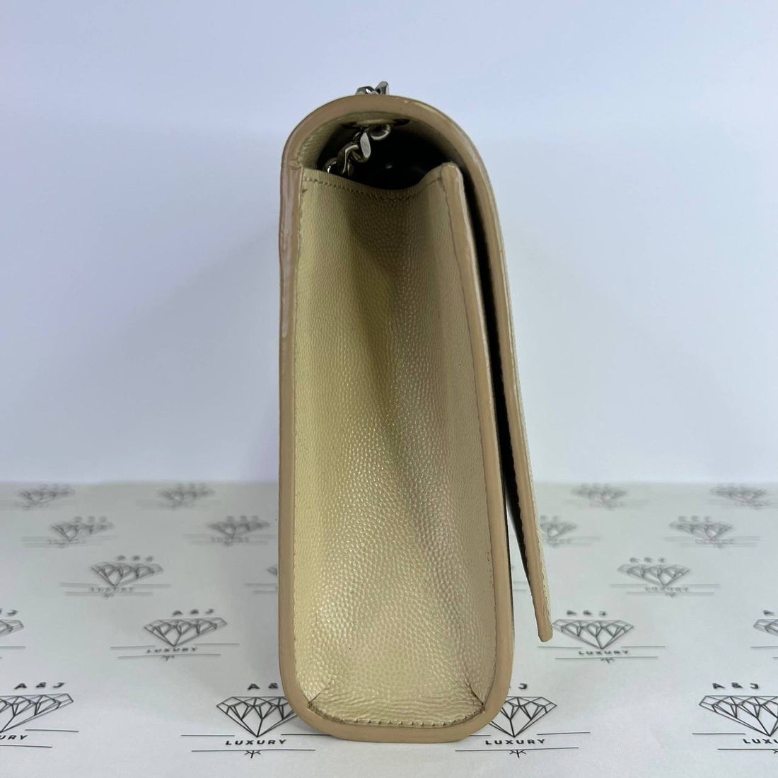 [PRE LOVED] YSL Medium Kate in Beige Grain De Poudre Leather SHW