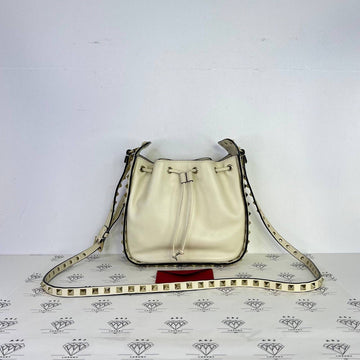 [PRE LOVED] Valentino Rockstud Bucket Bag in White GHW