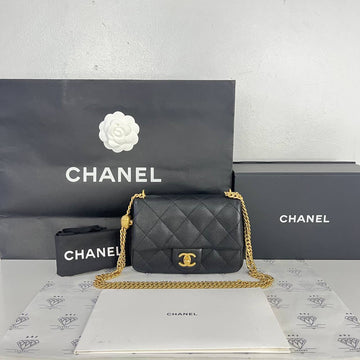 [PRE LOVED] Chanel Heart Crush Flap Bag in Small Black Caviar GHW (microchipped)