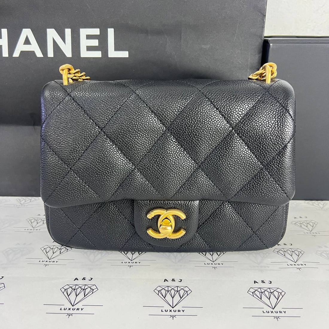 [PRE LOVED] Chanel Heart Crush Flap Bag in Small Black Caviar GHW (microchipped)