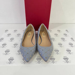 [PRE LOVED] Valentino Nappa Rockstud Flats in Blue Size 36.5EU