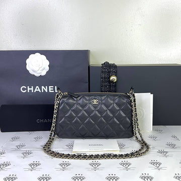 [BRAND NEW] Chanel 25B Collection Pouch with Sling in Black Caviar GHW (microchipped)