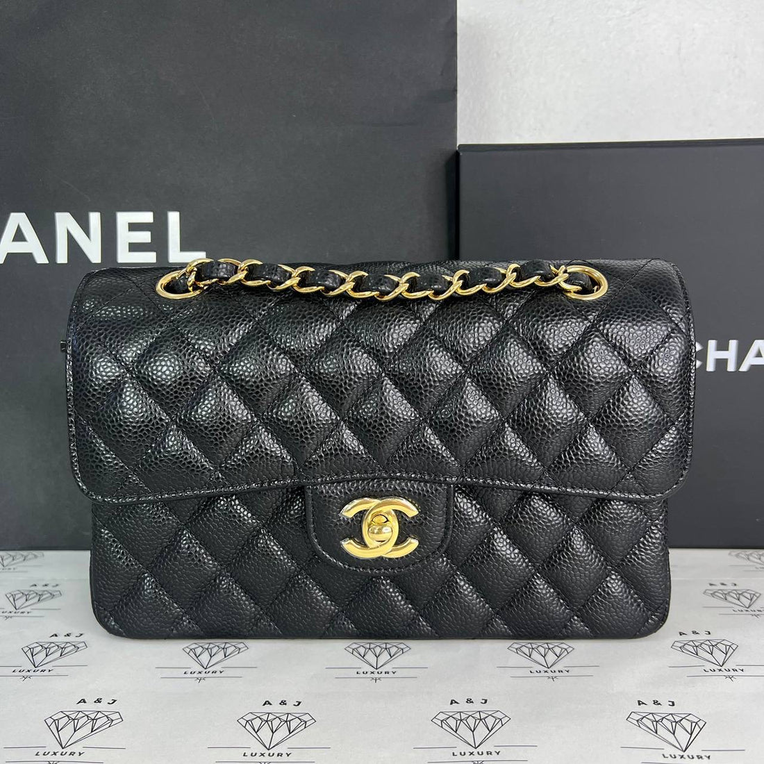 [PRE LOVED] Chanel Small Classic Flap in Black Caviar GHW (microchipped)