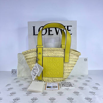 [PRE LOVED] Loewe Small Raffia Anagram Basket Tote Bag in Yellow SHW (2023)