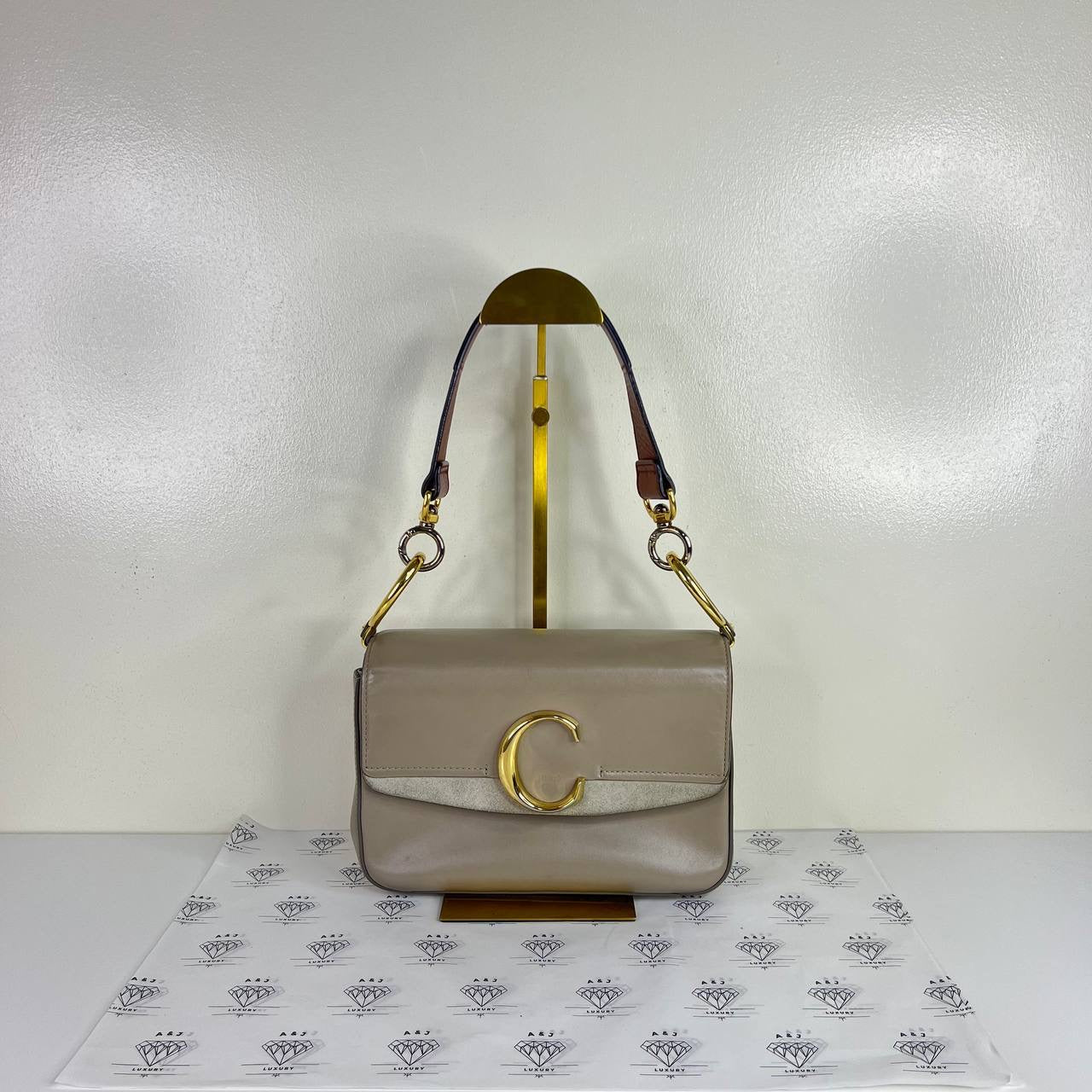 [PRE LOVED] Chloe Double C Carry Bag in Gray SHW