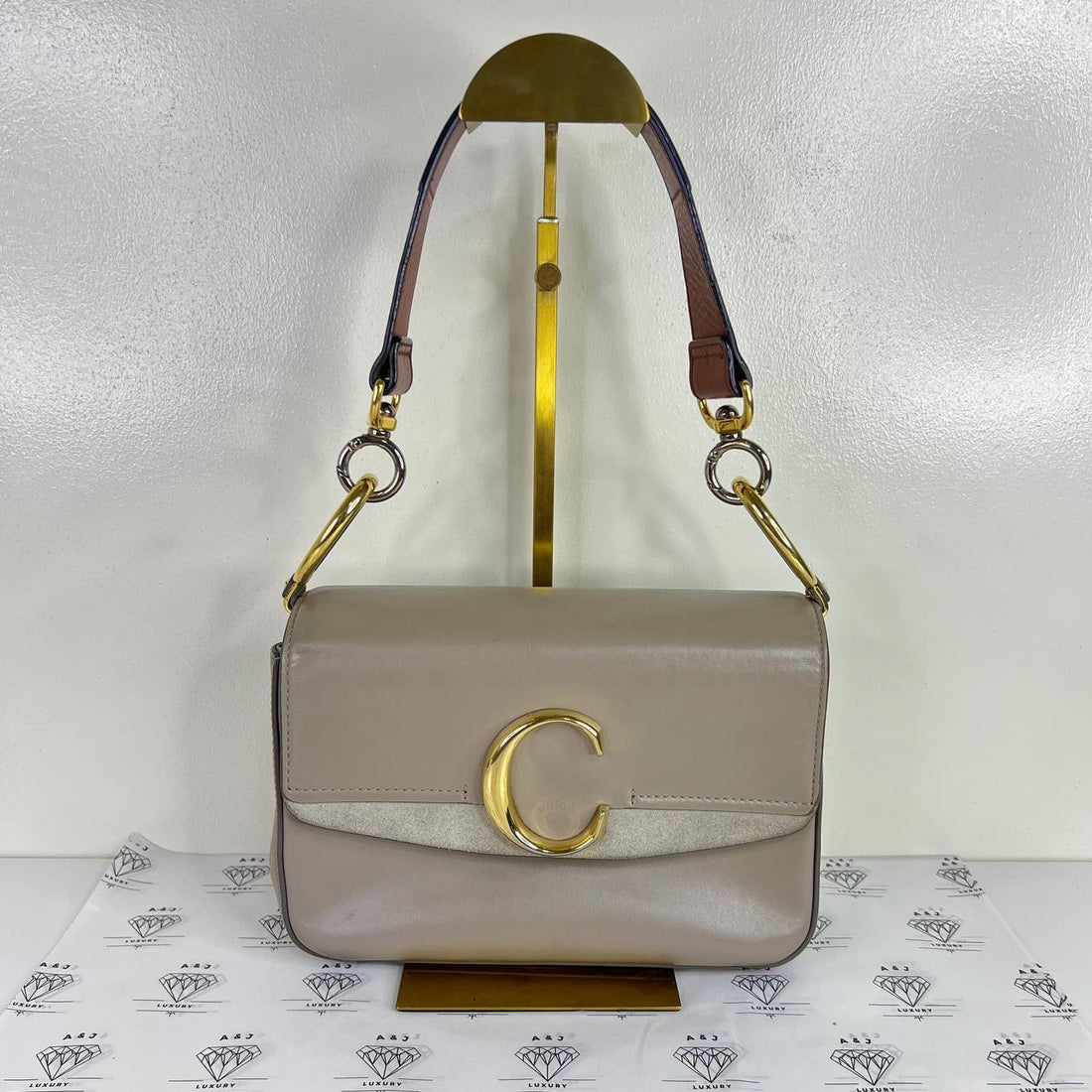 [PRE LOVED] Chloe Double C Carry Bag in Gray SHW