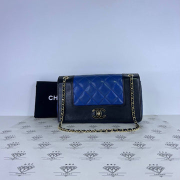[PRE LOVED] Chanel Seasonal Mademoiselle Flap Bag in Black/Blue Lambskin Leather GHW (Series 24)