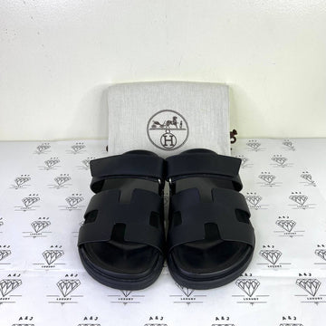 [PRE LOVED] Hermes Chypre Sandals in Black Size 36.5EU