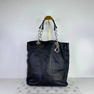 [PRE LOVED] Christian Dior Large Soft Shopping Tote in Black Lambskin SHW