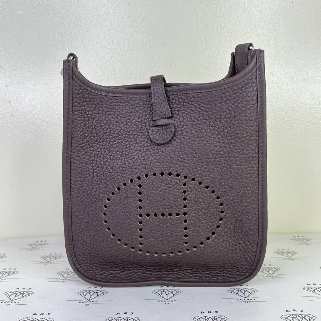 [PRE LOVED] Hermes Mini Evelyne 16 (TPM) in Raisin Clemence Leather PHW (Stamp B - 2023)