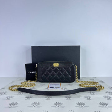 [PRE LOVED] Chanel Leboy Double Zip in Black Caviar Aged Gold HW (Series 27)