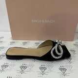 [PRE LOVED] Mach & Mach Crystal Embellished Double Bow Mules in Black Size 37EU