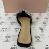 [PRE LOVED] Mach & Mach Crystal Embellished Double Bow Mules in Black Size 37EU