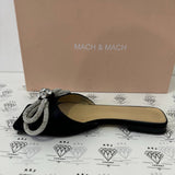 [PRE LOVED] Mach & Mach Crystal Embellished Double Bow Mules in Black Size 37EU