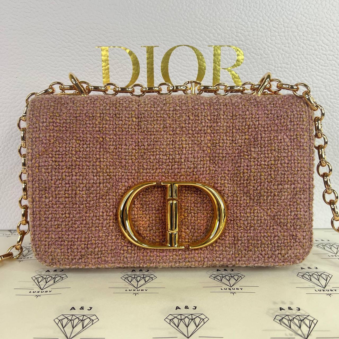 [PRE LOVED] Christian Dior Small Caro in Pink Tweed RGHW (2022)