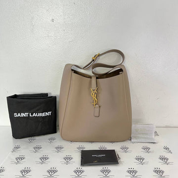 [PRE LOVED] YSL Le 5 A 7 Supple Small in Dusty Gray Grained Leather GHW