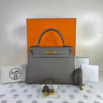 [PRE LOVED] Hermes Kelly 28 Sellier in Etain Epsom Leather GHW (Stamp C - 2018)