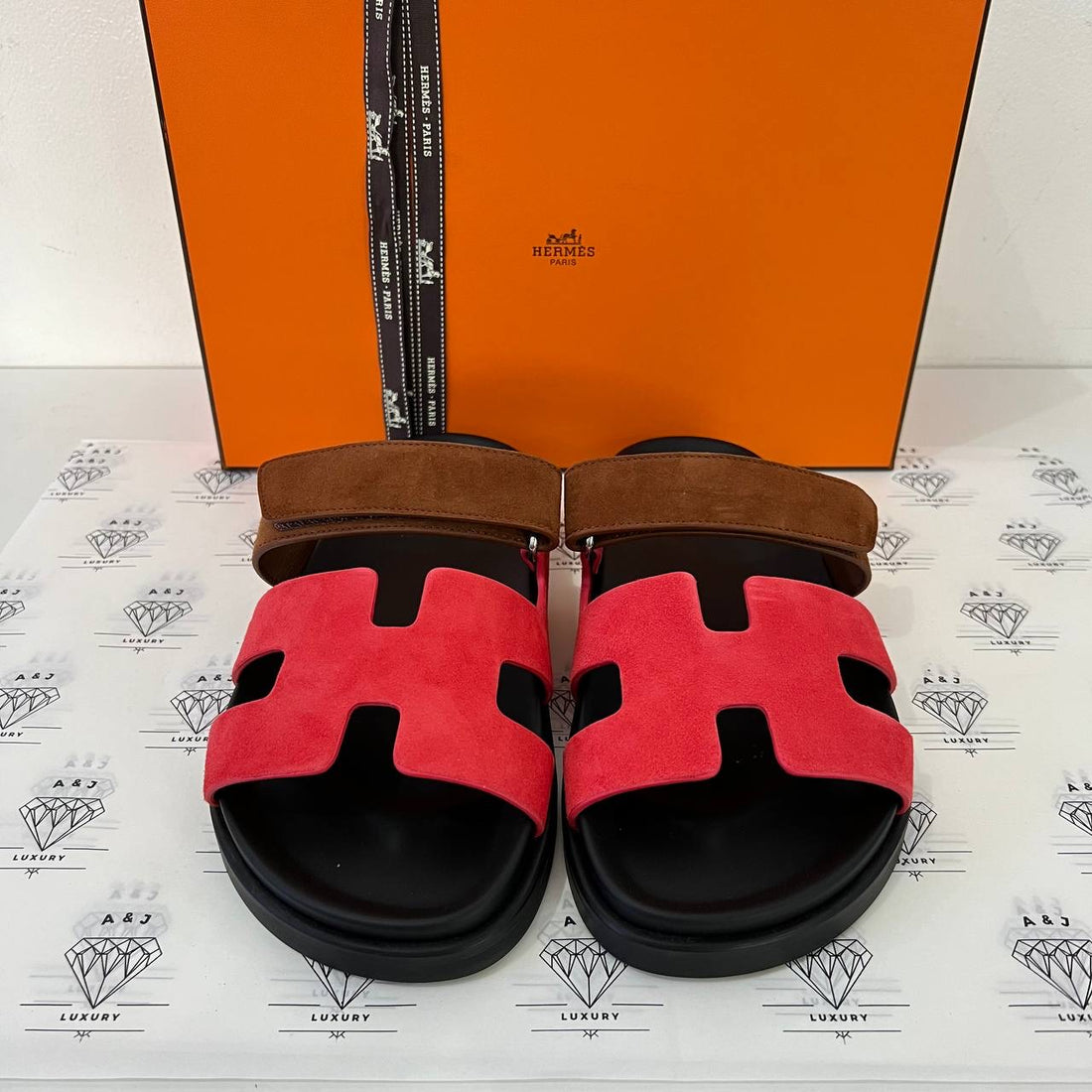 [BRAND NEW] Hermes Chypre in Suede Pink and Brown Size 37.5