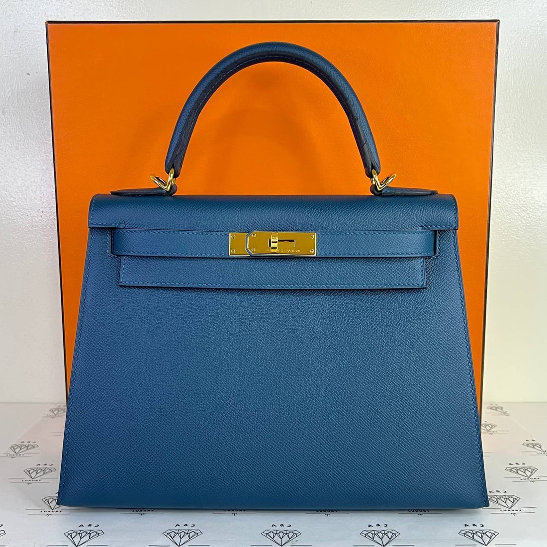 [PRE LOVED] Hermes Kelly 28 Sellier in Vert Bosphore Epsom Leather GHW (Stamp T - 2015)