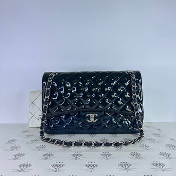 [PRE LOVED] Chanel Classic Jumbo Double Flap in Blue/Green Patent Leather SHW (Series 17)