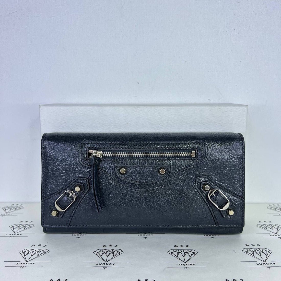 [PRE LOVED] Balenciaga Classic City Long Flap Wallet in Dark Gray SHW