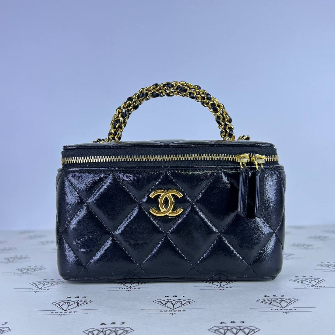 [PRE LOVED] Chanel Vanity Braided Top Handle in Black Lambskin Leather GHW (microchipped)