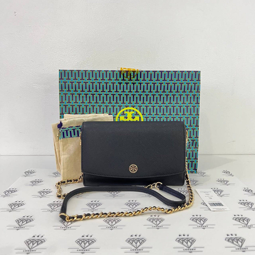 [PRE LOVED] Tory Burch Robinson Chain Wallet in Black