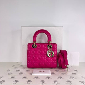 [PRE LOVED] Christian Dior Small Lady D in Pink Cannage Lambskin Leather GHW (2024)
